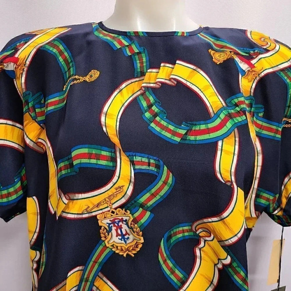 Vintage 100% Silk Equestrian Derby Novelty Print Top Scarf Set Navy Blue 8 - Picture 3 of 14